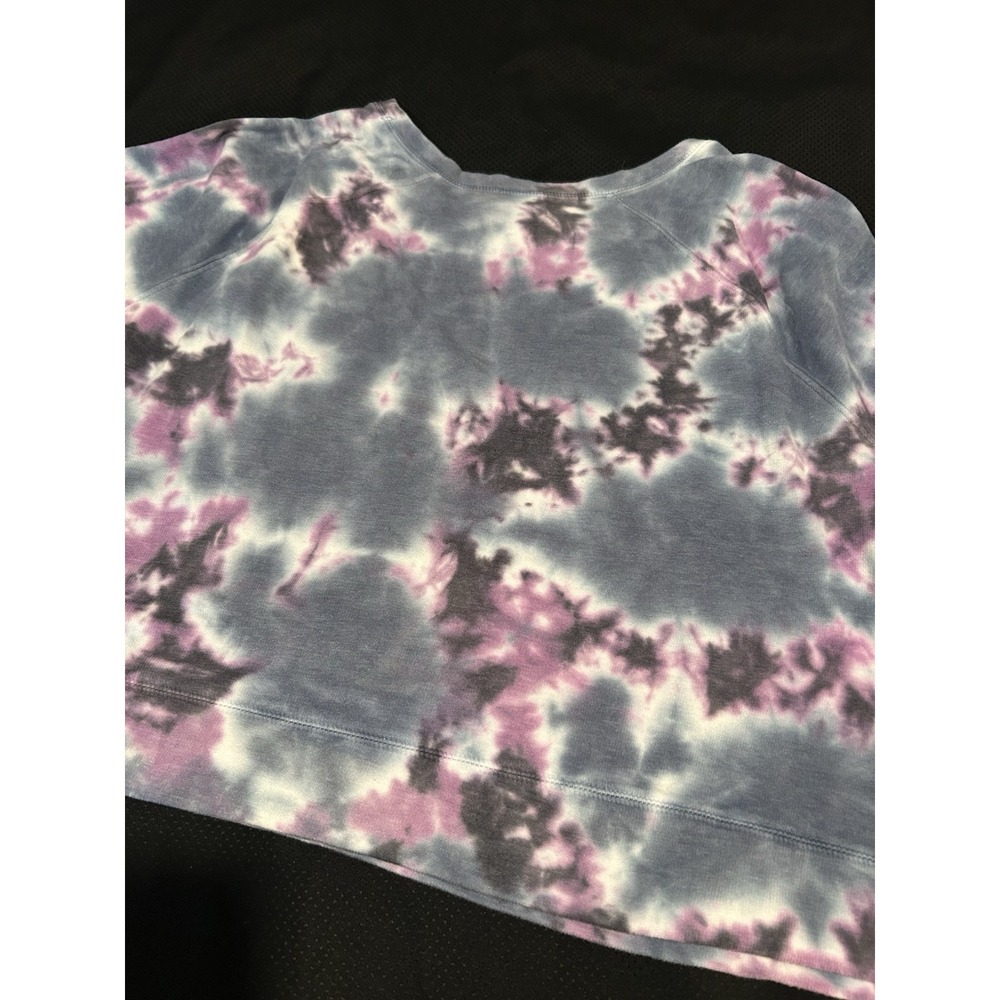 Urban Rebel Cropped Tie Dye Sweatshirt Sz L Oversized Blue Cotton Blend Trendy - Picture 13 of 14